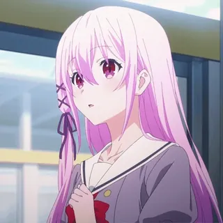 🤔 Anime, Cô gái, Tóc hồng, Dễ thương, Nhân vật whatsapp sticker
