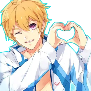 💙 Anime, Mangá, Coração, Personagem, Fofo, Menino, Kawaii telegram sticker