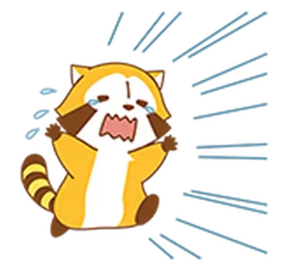 👾 tanuki, piangendo, triste, cane procione, kawaii telegram sticker