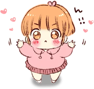 🤗 ん mignon, kawaii, animé, fille, chibi, manga telegram sticker