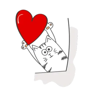 ❤ gatto, cuore, amore, cartone animato, adesivo, carino, animale whatsapp sticker