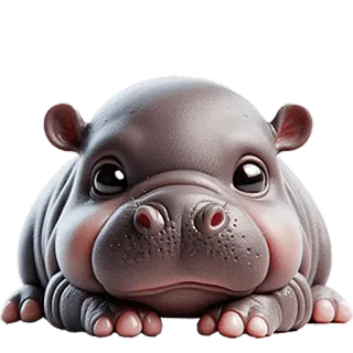 😶 hippo, cute, animal, baby hippo, cartoon, mammal, wildlife telegram sticker