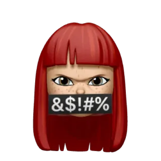 🤬 &amp;$!#%@ Emoji, Donna, Rabbia, Censurato, Capelli rossi, Bestemmie telegram sticker