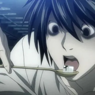 📓 L Death Note Аниме, Детектив, Милый, Сахар, Ложка, L Lawliet telegram sticker
