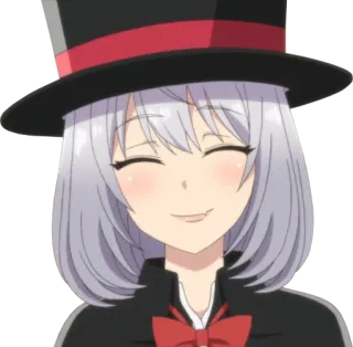 😊 Anime, Dziewczyna, Kapelusz, Uśmiechnięta, Kreskówka, Postać telegram sticker