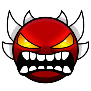 👿 geometry dash, demon, video game, face, red whatsapp sticker