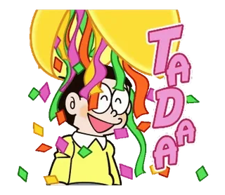 💬 TADA 축하, 만화, 색종이, 파티, 흥분 telegram sticker
