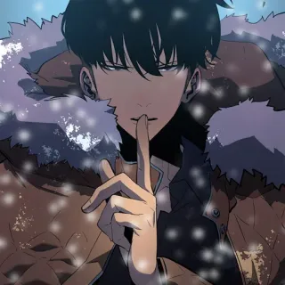 🤫 Sung Jinwoo Solo Leveling anime, manhwa, finger to lips, shhh, quiet telegram sticker