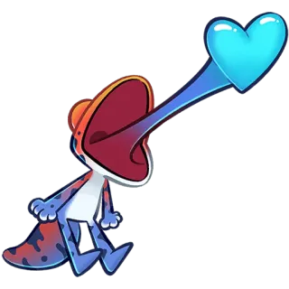 🩵 Cartoon, Frosch, Herz, Liebe, Animation, Sticker telegram sticker