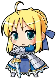 😌 Saber Fate/stay night Anime, Chibi, Saber, Fate/stay night, Kiếm, Nhân vật, Nữ telegram sticker