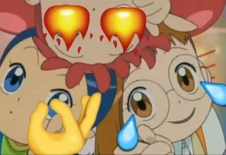 😂 anime, emoji, hearts, crying, ok gesture, cartoon telegram sticker