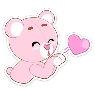 ❤️ urso, rosa, coração, amor, desenho animado, fofo, adesivo telegram sticker