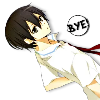 👋 BYE! anime, boy, goodbye, bye, cartoon telegram sticker