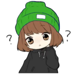 ❓ Phim hoạt hình, Cô gái, Dấu chấm hỏi, Suy nghĩ, Bối rối, Anime, Hình minh họa telegram sticker