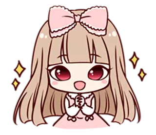 😀 애니메이션, 귀여운, 만화, 소녀, 분홍색, 리본 telegram sticker