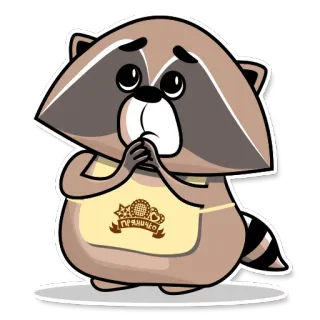🙄 Пряничко 너구리, 귀여운, 앞치마, 빵집, 동물, 만화 telegram sticker
