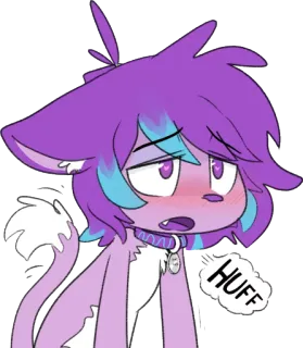 💨 HUFF การ์ตูน, สีม่วง, สัตว์, ตัวละคร, แมว, หอบ, มานุษยรูปนิยม telegram sticker