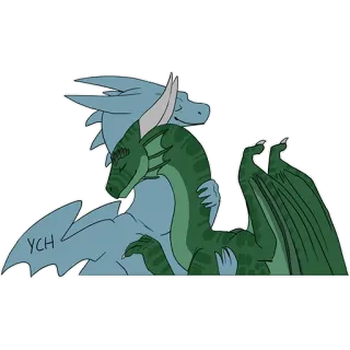 🤗 YCH dragões, abraçando, fantasia, fofo, amizade telegram sticker