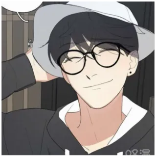 😊 mężczyzna, okulary, anime, kreskówka, postać telegram sticker