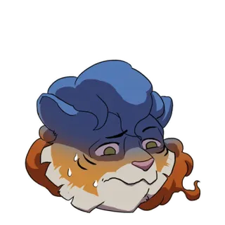 😰 animal, felino, gato, tigre, desenho animado, expressão, triste, suor whatsapp sticker