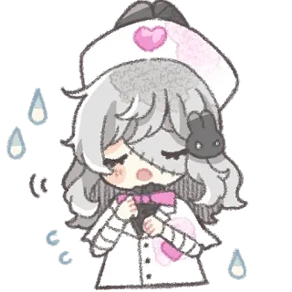 😪 enfermera, anime, personaje, lindo, kawaii, médico, dibujos animados telegram sticker