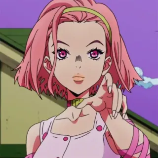 🍡 Annasui JoJo's Bizarre Adventure Anime, Annasui, Charakter, Jojo, pinke Haare, lila Augen telegram sticker