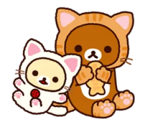 😸 rilakkuma, คาวาอิ, หมี, แมว, น่ารัก, การ์ตูน, สัตว์ telegram sticker