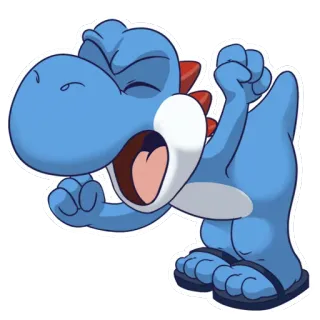 😡 Yoshi โยชิ, วิดีโอเกม, นินเทนโด, ตัวละคร, โยชิสีฟ้า telegram sticker