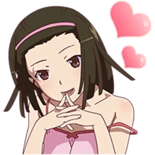 💕 Anime, Donna, Ragazza, Cuori, Carino, Cartone animato telegram sticker