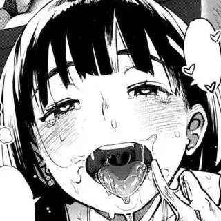 ❗️ Anime, Manga, Chica, Boca abierta, Corazones, Lengua, Baba whatsapp sticker
