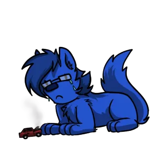 😭 cartoon, wolf, sad, burning car, crying, anthropomorphic telegram sticker