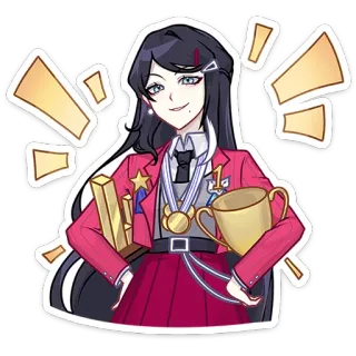 ☺️ anime meisje, schooluniform, medailles, trofee, prijs, vrouwelijk personage telegram sticker