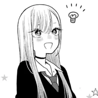 ⚪️ anime, manga, cartoon, girl, school uniform, lightbulb, idea, happy telegram sticker