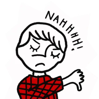 👎 NAHHHH! não gosto, polegar para baixo, rejeição, negativo, não, desenho animado, ilustração, gesto de mão telegram sticker
