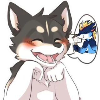 😚 dog, furry, cartoon, animal, happy, cute telegram sticker