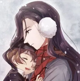👨‍👦 Familie, Winter, Schnee, Kind, Schal, Umarmung whatsapp sticker