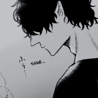 👁‍🗨 SIGH... Anime, Manga, Soupir, Portrait, Monochrome telegram sticker