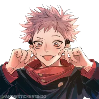 ☠ Yuji Itadori Jujutsu Kaisen Anime, Mangá, Jujutsu Kaisen, Yuji Itadori, Sticker, Engraçado, Personagem telegram sticker