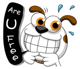 🙄 Are U Free chien, dessin animé, drôle, question, demande, disponibilité telegram sticker