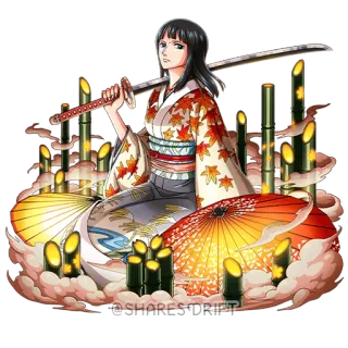 👐 Nico Robin One Piece Anime, One Piece, Nico Robin, Espada, Kimono, Personagem, Mangá telegram sticker
