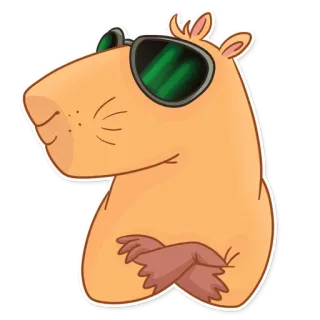 😎 Kapibara, Binatang, Kacamata hitam, Keren, Rodentia, Kartun, Lucu, Stiker telegram sticker