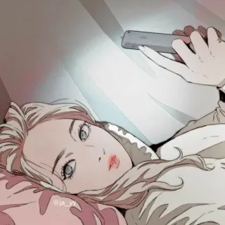 😬 ja__yy Anime, Garota, Arte, Ilustração, Telefone, Arte digital whatsapp sticker