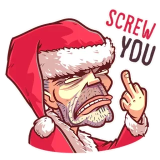 🖕 SCREW YOU dedo do meio, insulto, bravo, natal, papai noel telegram sticker