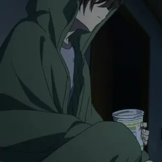 🥀 Anime, Sweat à capuche, Boisson, Assis, Décontracté telegram sticker