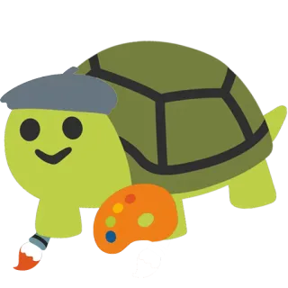 🎨 tartaruga, artista, pittore, pittura, arte, tavolozza, pennello telegram sticker