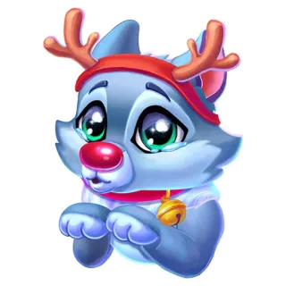 😒 welpe, rentier, feiertag, niedlich, tier, cartoon, festlich, weihnachten whatsapp sticker