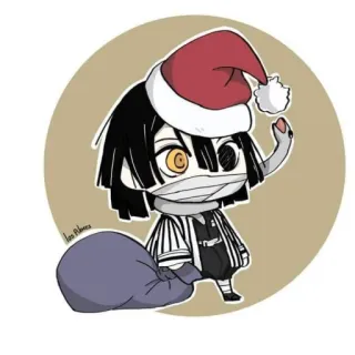 🎅 Obanai Iguro Demon Slayer Demon Slayer, Anime, Manga, Chibi, Noël, Obanai Iguro, Sticker whatsapp sticker