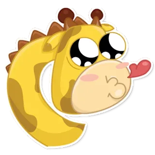 😘 ยีราฟ, สัตว์, น่ารัก, การ์ตูน, จูบ, อีโมจิ, รัก, หัวใจ telegram sticker