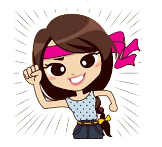 ✊ pegatina, dibujo animado, chica, mujer, lindo, alegre whatsapp sticker