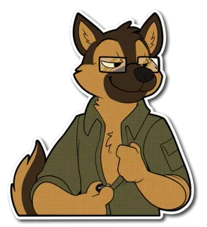 😘 Furry, Anthropomorph, Hund, Brille, Cartoon telegram sticker